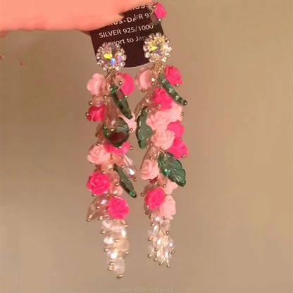 樹脂銀針花朵流蘇耳環－細節特寫2｜https://igowo.tw/
