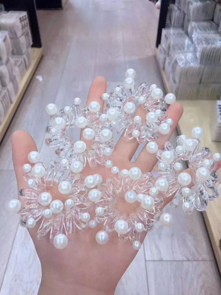 透明珍珠魚尾簡約髮圈