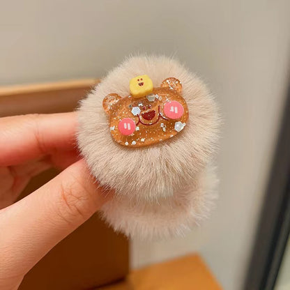 絨面彈力繩卡通髮圈－彩虹兔子款細節4｜https://igowo.tw/