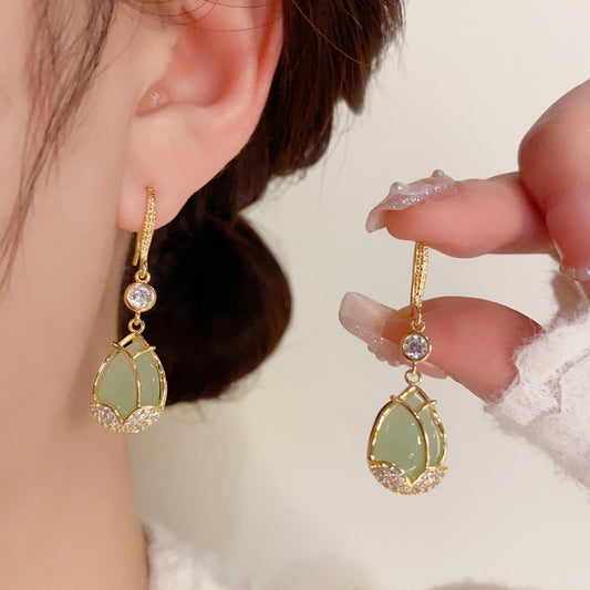 貓眼石微鑲耳鉤－商品主圖｜https://igowo.tw/