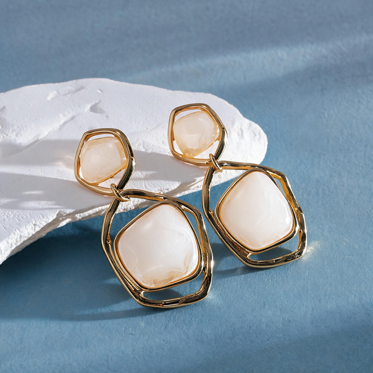 樹脂銀針方形耳釘