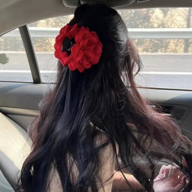 布藝花朵抓夾小清新甜美精致少女后腦勺鯊魚夾側邊網紅度假風發飾