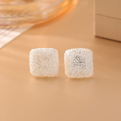 金色方形磨砂耳釘