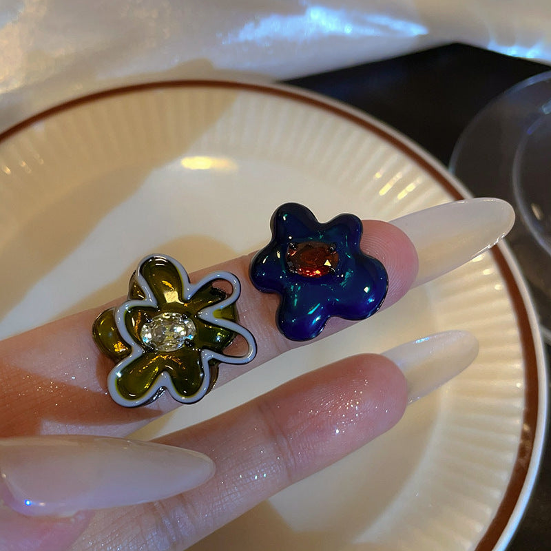 琺瑯橢圓不對稱耳釘