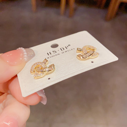 鋯石交叉微鑲耳釘