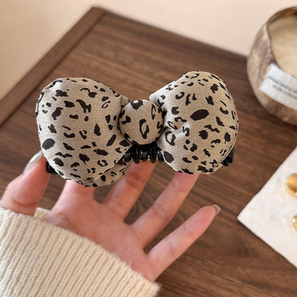 豹紋蝴蝶結髮夾