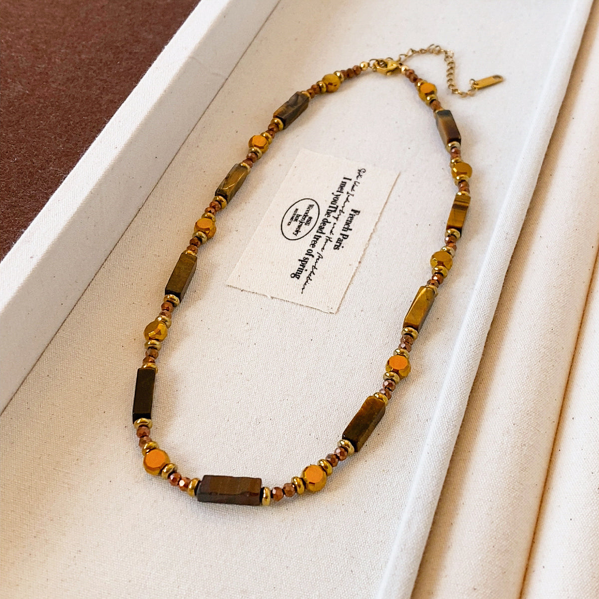 虎眼石幾何多層項鍊