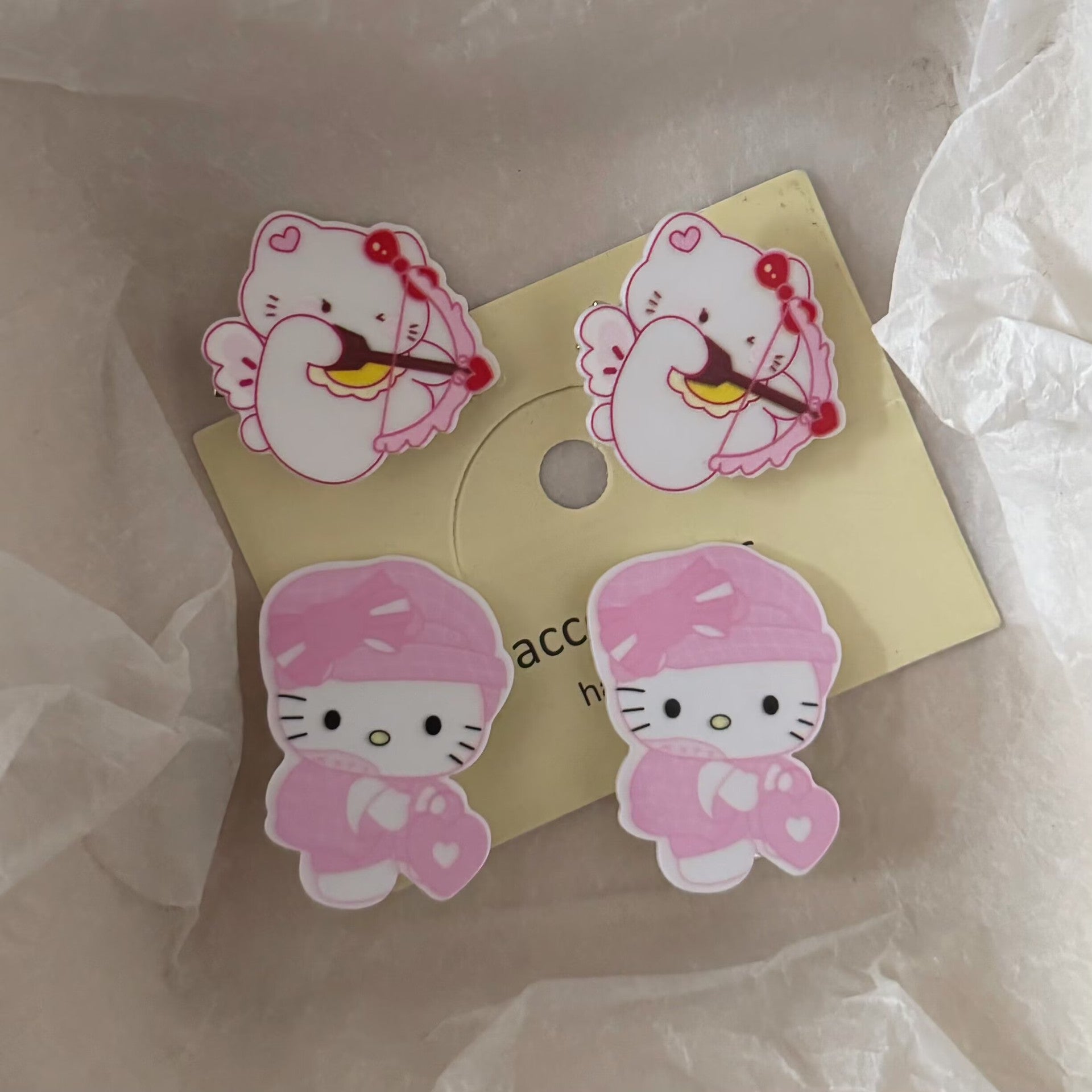 白色貓咪卡通髮夾－商品主圖｜https://igowo.tw/