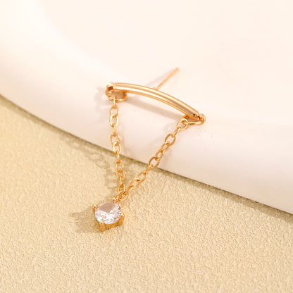鋯石星星鏈條垂墜耳釘