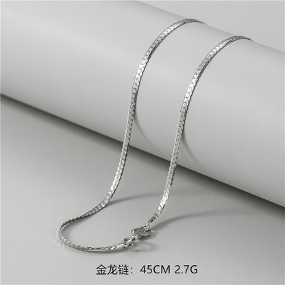 S925純銀鍍白金裸鏈配鏈簡約多款時髦個性45厘米鎖骨鏈銀飾