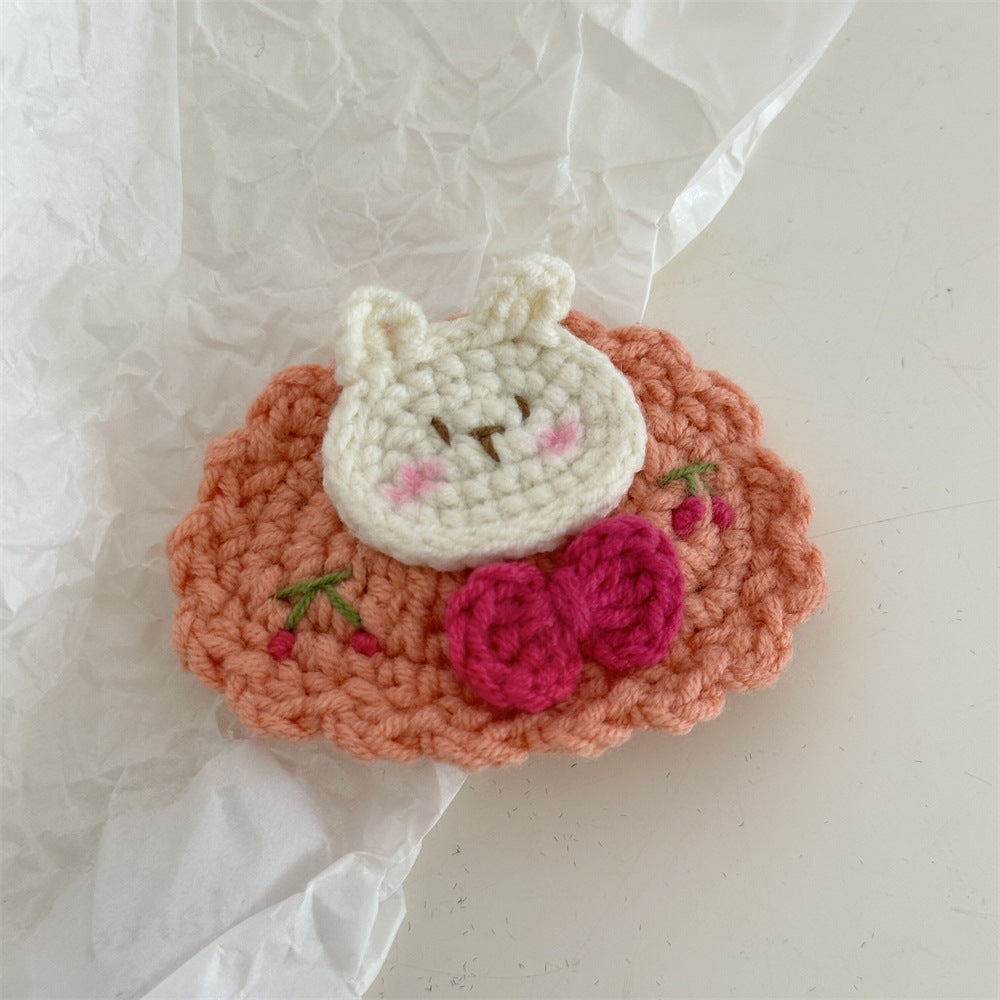 花朵刺繡編織髮夾－細節特寫9｜https://igowo.tw/
