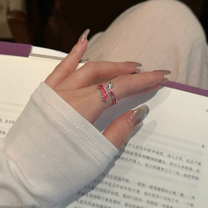 琺瑯波浪簡約戒指－紫色款細節1｜https://igowo.tw/