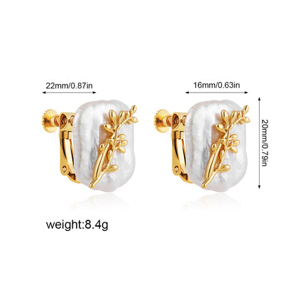 珍珠花朵復古耳夾－細節特寫5｜https://igowo.tw/