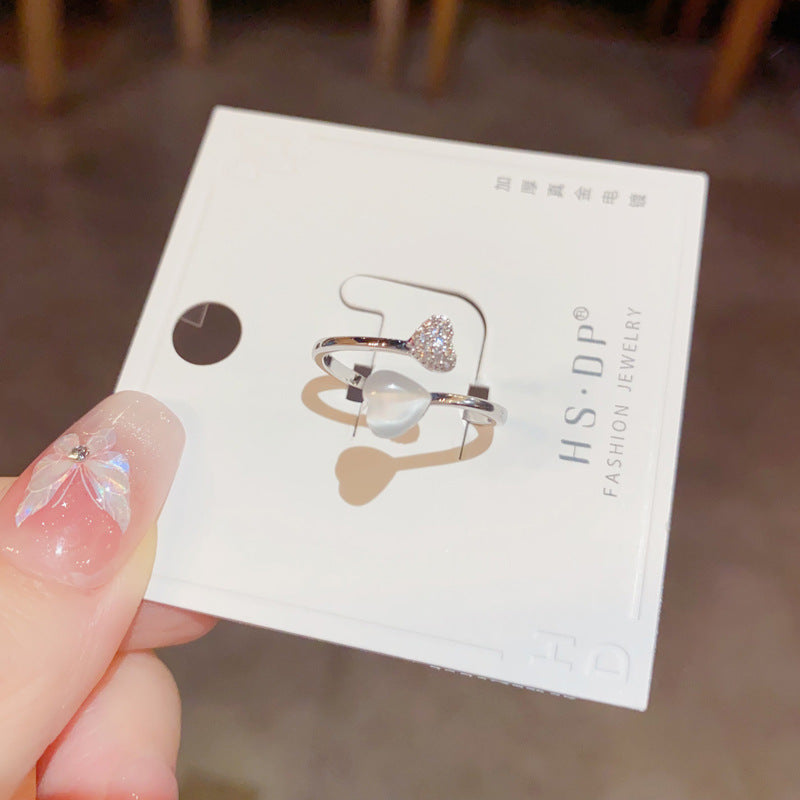 貓眼石愛心可調式戒指－第二視角實拍｜https://igowo.tw/