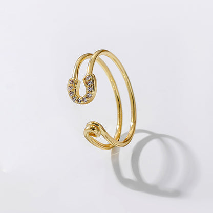 金色鋯石別針微鑲戒指－細節特寫5｜https://igowo.tw/