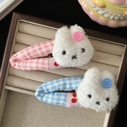 絨面兔子卡通髮夾－商品主圖｜https://igowo.tw/