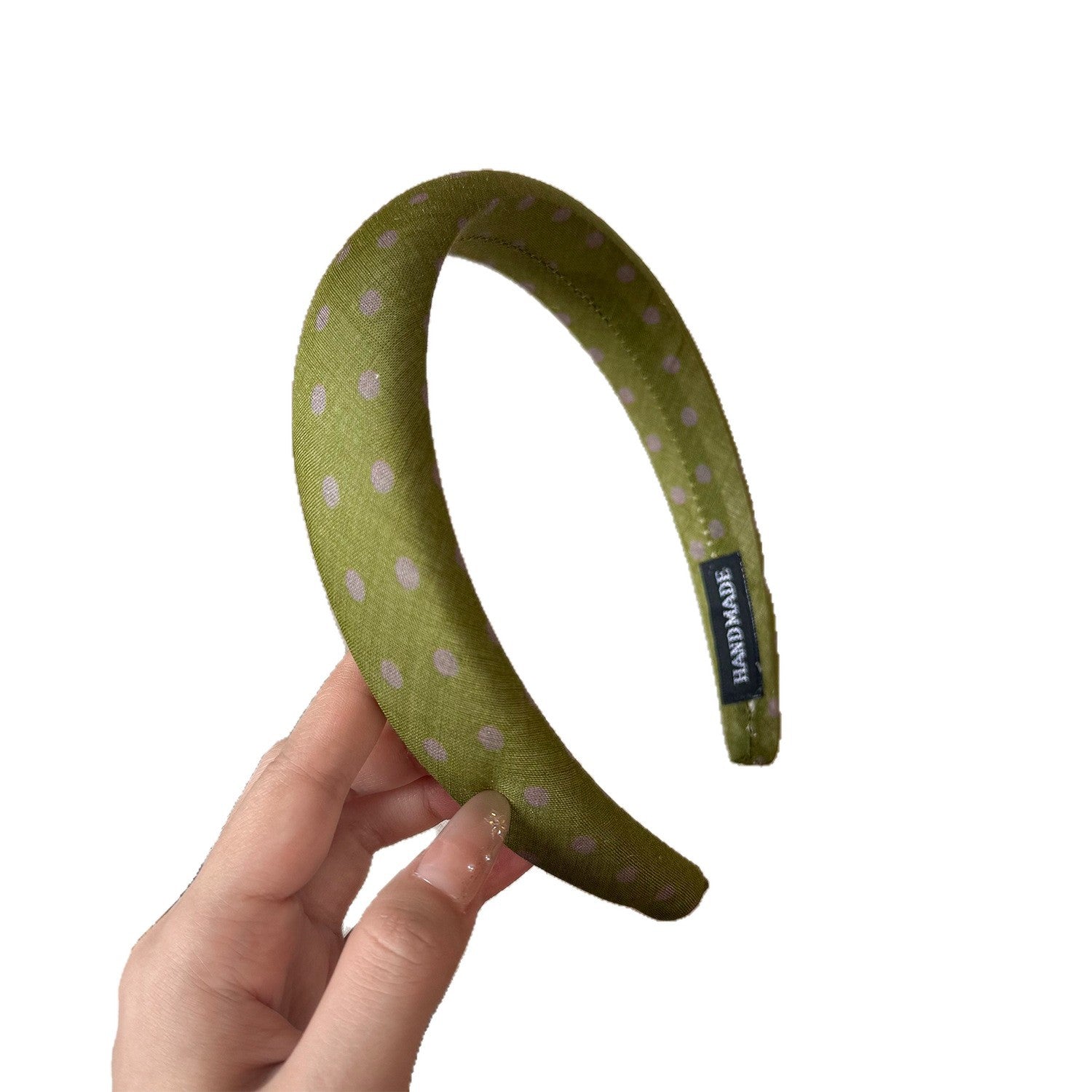 綠色波點寬版髮箍－青綠色-寬髮箍款細節｜https://igowo.tw/