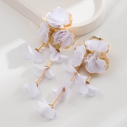 花朵多層長版耳環－黃花款細節2｜https://igowo.tw/