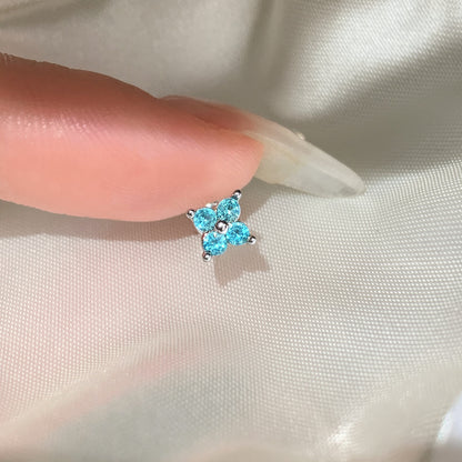 銀針鋯石花朵精致時尚吊墜耳釘清新甜美小眾風耳環設計感小眾耳飾