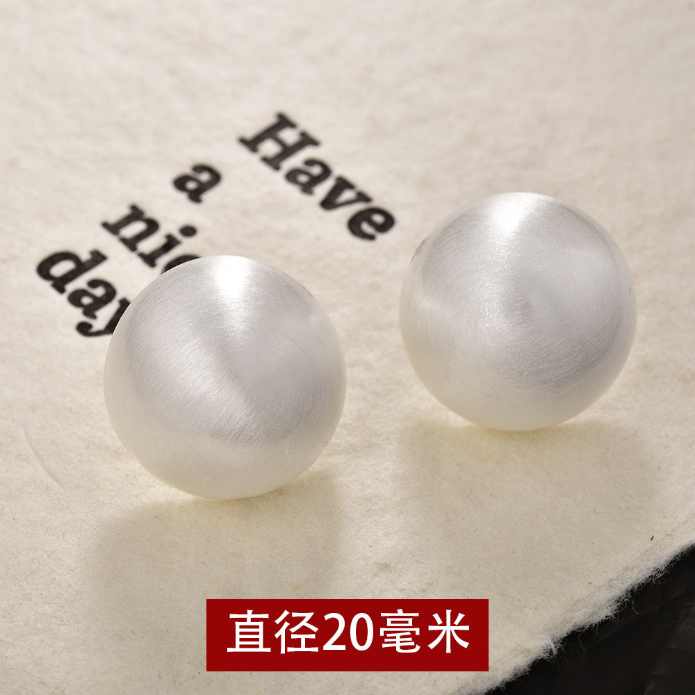 金屬圓珠拉絲復古耳釘