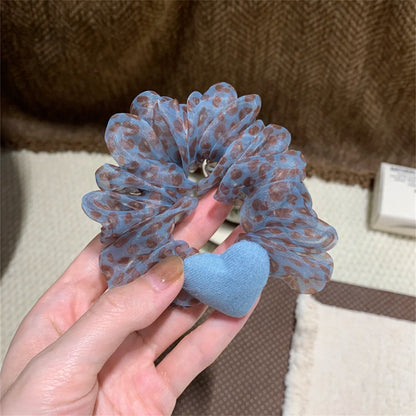 網紗愛心碎花髮圈
