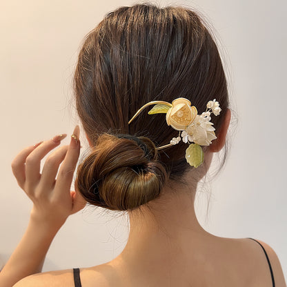 花朵復古髮簪－第二視角實拍｜https://igowo.tw/
