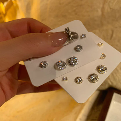 金色鋯石圓形電鍍耳釘－第二視角實拍｜https://igowo.tw/
