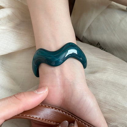 不規則波浪亞克力開口手鐲簡約森系ins手環女小眾高級感手飾批發