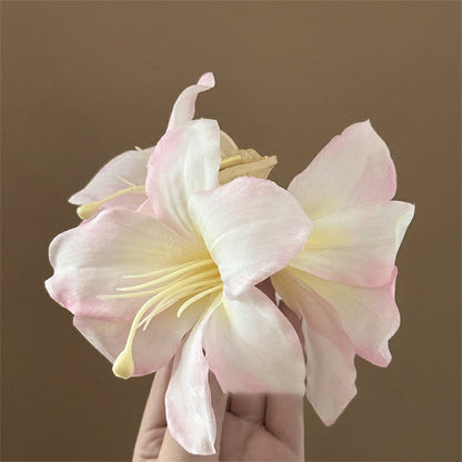 仿真幽魅紫百合花朵抓夾發夾女氣質盤發鯊魚夾氛圍感優雅韻味發飾