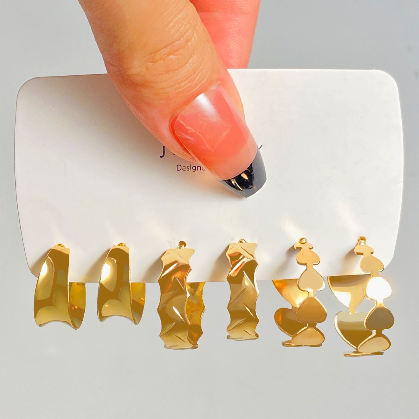 金屬幾何耳環套組－細節特寫10｜https://igowo.tw/