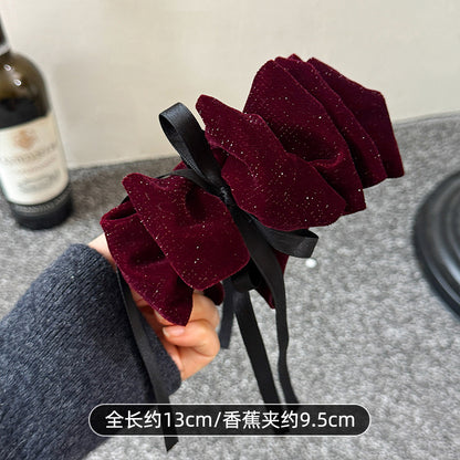 亞克力植絨蝴蝶結發夾韓系復古優雅小眾氣質扭扭夾輕奢高級感發飾