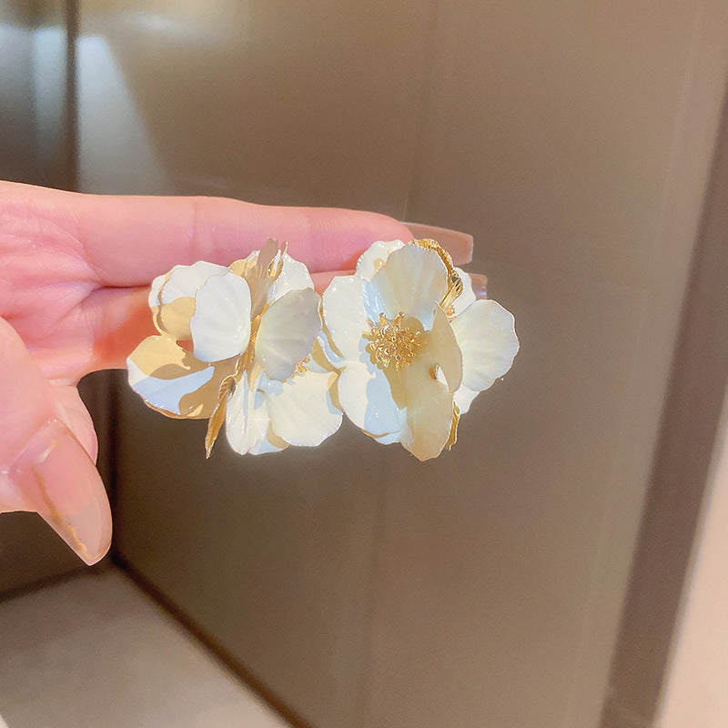 琺瑯花朵水滴簡約耳環－19#銀針-彩色款細節16｜https://igowo.tw/