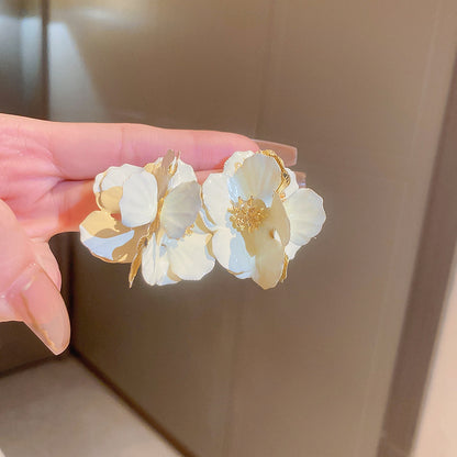 琺瑯花朵水滴簡約耳環－19#銀針-彩色款細節16｜https://igowo.tw/