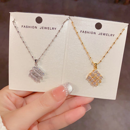 鋯石菱形墜飾簡約項鍊－商品主圖｜https://igowo.tw/