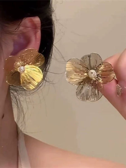 銀針鑲鉆鏤空花朵流蘇耳環女歐美時尚氣質耳釘輕奢高級感耳飾批發