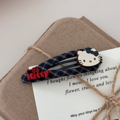 繽紛布面貓咪格紋髮夾