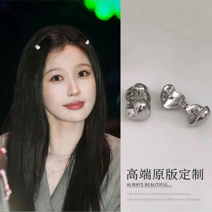 銀色鋯石金屬愛心髮夾－商品主圖｜https://igowo.tw/