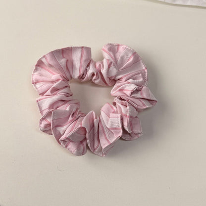粉色布面格紋髮圈