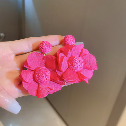珍珠花朵流蘇簡約耳環－29#銀針-白色款細節19｜https://igowo.tw/