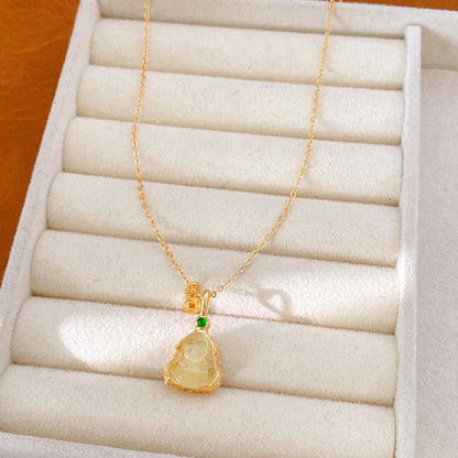 金色鋯石樹脂復古項鍊