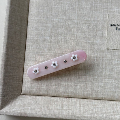 鋯石花朵方形鑲鑽髮夾－琥珀色款細節｜https://igowo.tw/