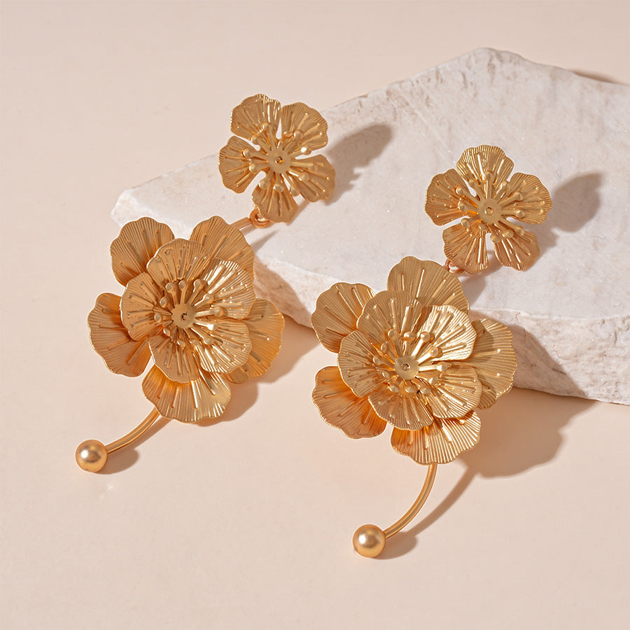 麥穗花朵流蘇誇張耳環－細節特寫2｜https://igowo.tw/