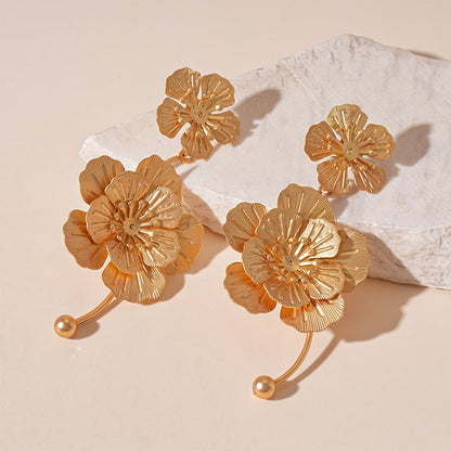 麥穗花朵流蘇誇張耳環－細節特寫2｜https://igowo.tw/