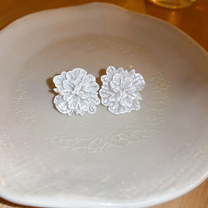 銀針花朵耳釘