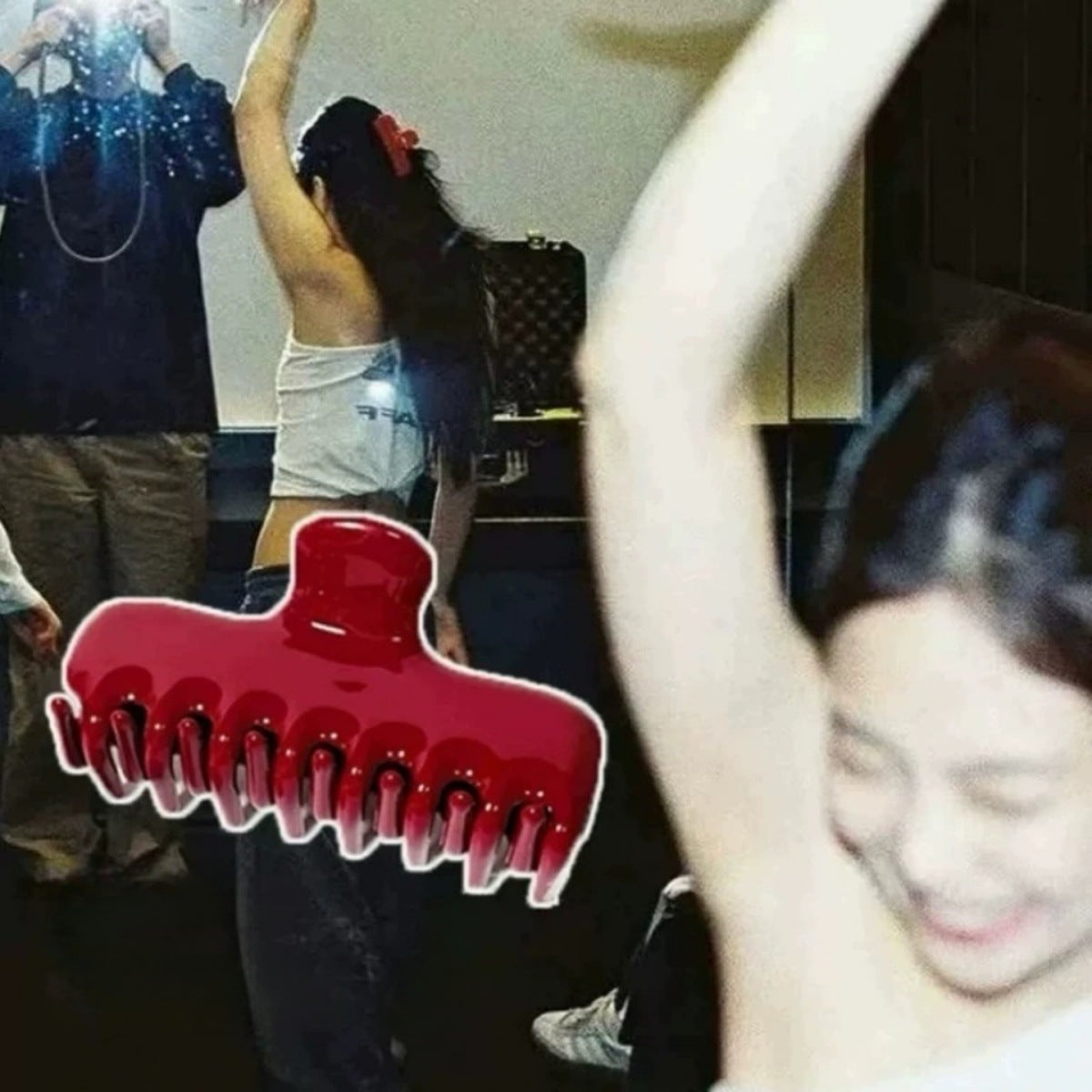 醋酸板材髮夾－醋酸長方抓-黑色款細節｜https://igowo.tw/