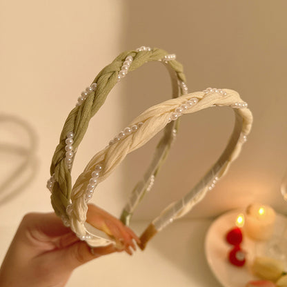 綠色珍珠扭紋髮箍－商品主圖｜https://igowo.tw/
