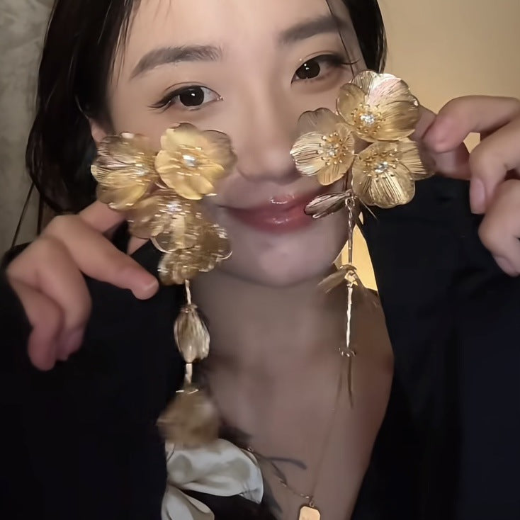銀針法式復古金屬幾何吊墜耳釘輕奢高級感耳環設計感小眾耳飾批發