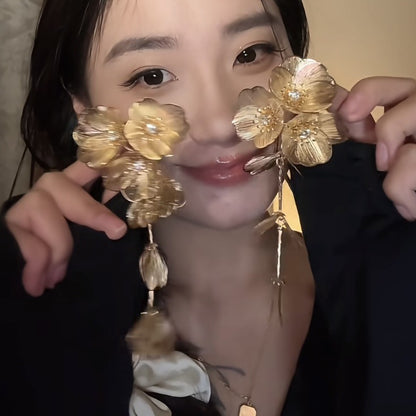 銀針法式復古金屬幾何吊墜耳釘輕奢高級感耳環設計感小眾耳飾批發