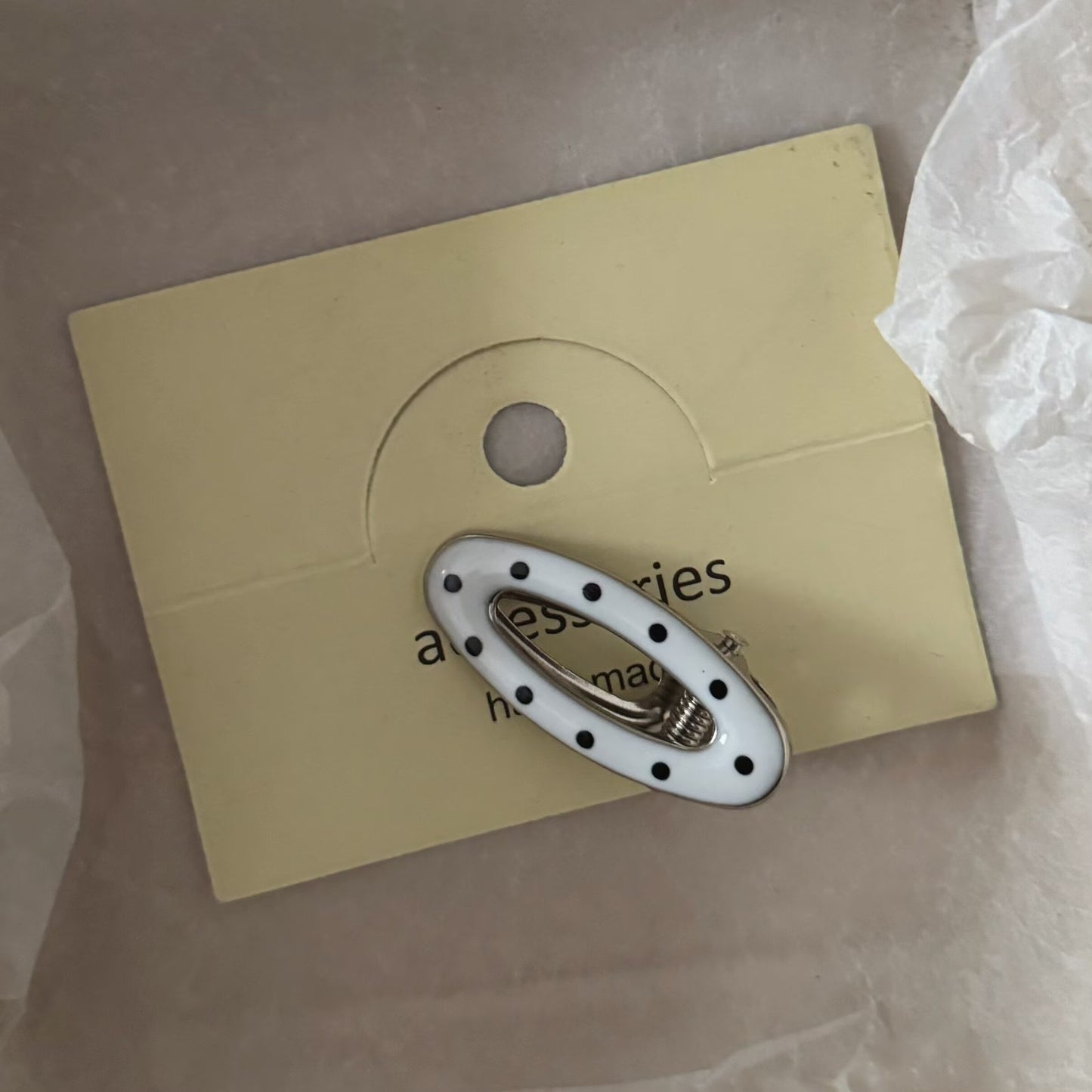 黑色金屬波點簡約髮夾