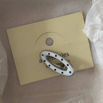 黑色金屬波點簡約髮夾
